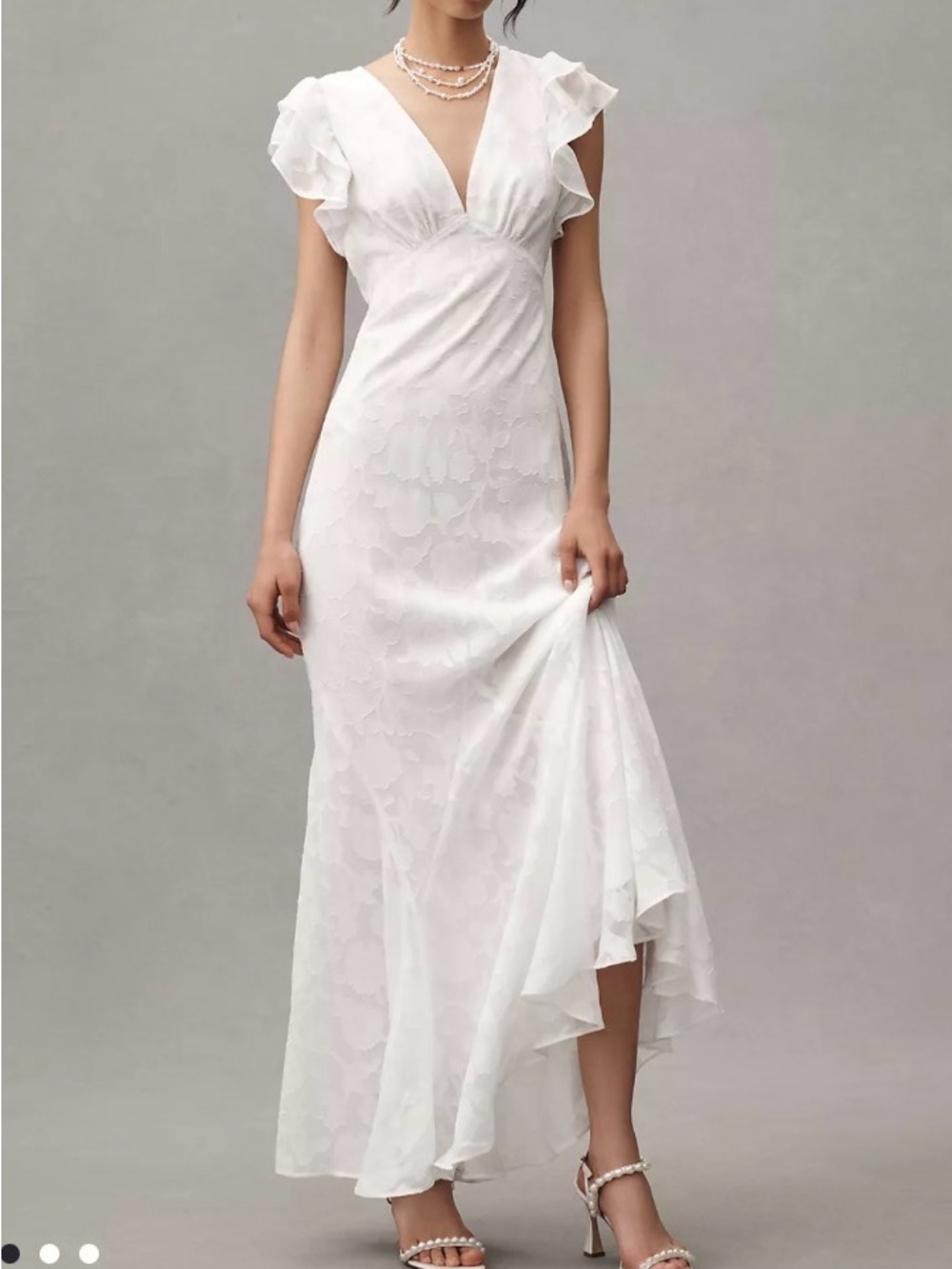 NWT BHLDN White Floral-Texture V-Neck Maxi Dress